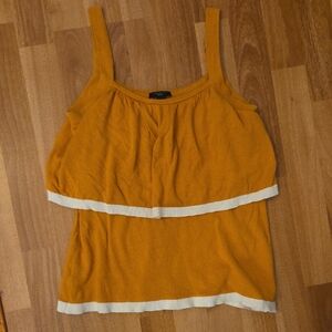 Ann Taylor Golden Sweater Tank with Ivory Accents